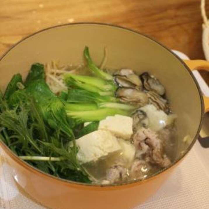 牡蠣と青梗菜の中華なべ